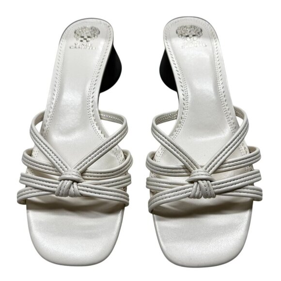 Vince Camuto Sandal Women's Size 11 Leather Off White Strappy Knotted Slip-On‎ - Picture 2 of 11